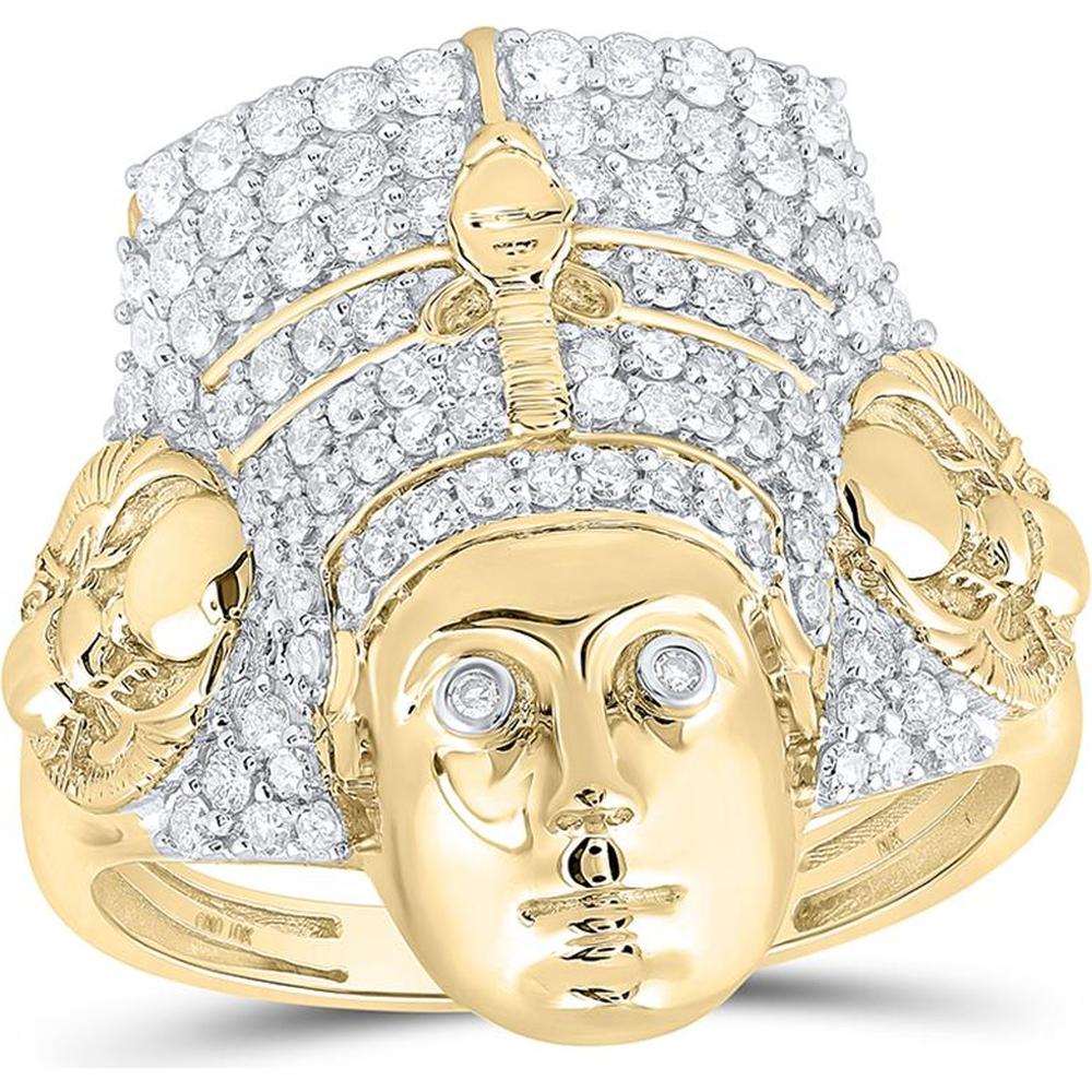 10K Yellow Gold Round Diamond Pharaoh Fashion Ring - 1.09 Carat Total Diamond Weight