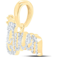 10K Yellow Gold Round Diamond Queen Crown Pendant - 1/6 Carat Total Diamond Weight