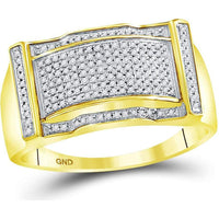 10K Yellow Gold Round Diamond Rectangle Cluster Ring - 1/3 Carat Total Diamond Weight
