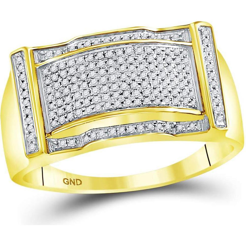 10K Yellow Gold Round Diamond Rectangle Cluster Ring - 1/3 Carat Total Diamond Weight