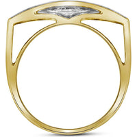 10K Yellow Gold Round Diamond Rectangle Cluster Ring - 1 Carat Total Diamond Weight