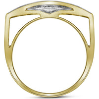 10K Yellow Gold Round Diamond Rectangle Cluster Ring - 1 Carat Total Diamond Weight