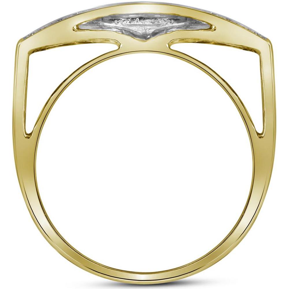 10K Yellow Gold Round Diamond Rectangle Cluster Ring - 1 Carat Total Diamond Weight