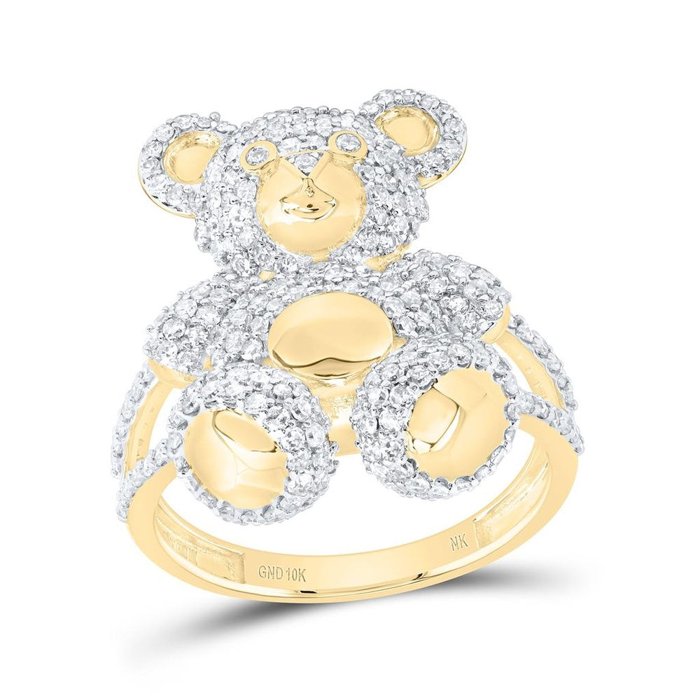10K Yellow Gold Round Diamond Ring - 1 1/2 Carat Total Diamond Weight