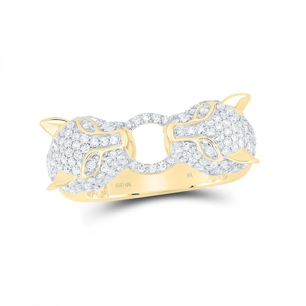 10K Yellow Gold Round Diamond Ring - 1 1/3 Carat Total Diamond Weight