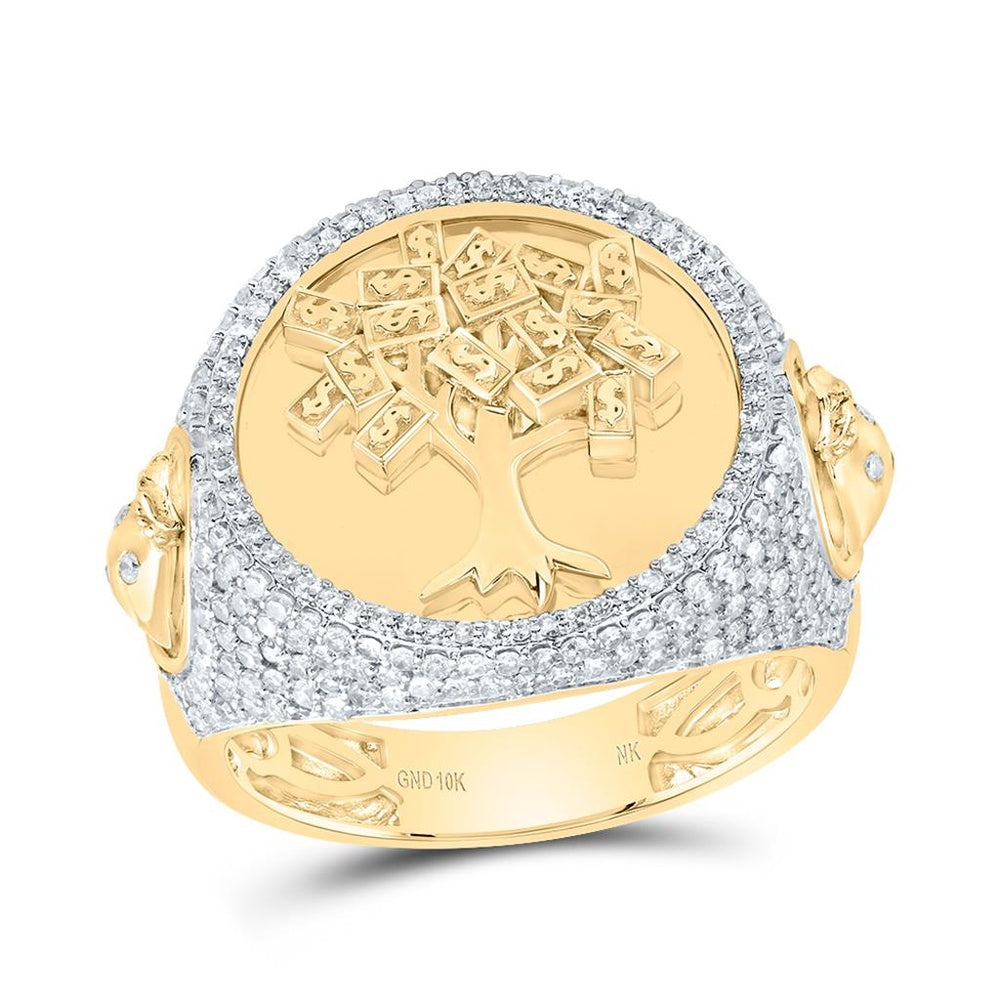 10K Yellow Gold Round Diamond Ring - 1 1/5 Carat Total Diamond Weight