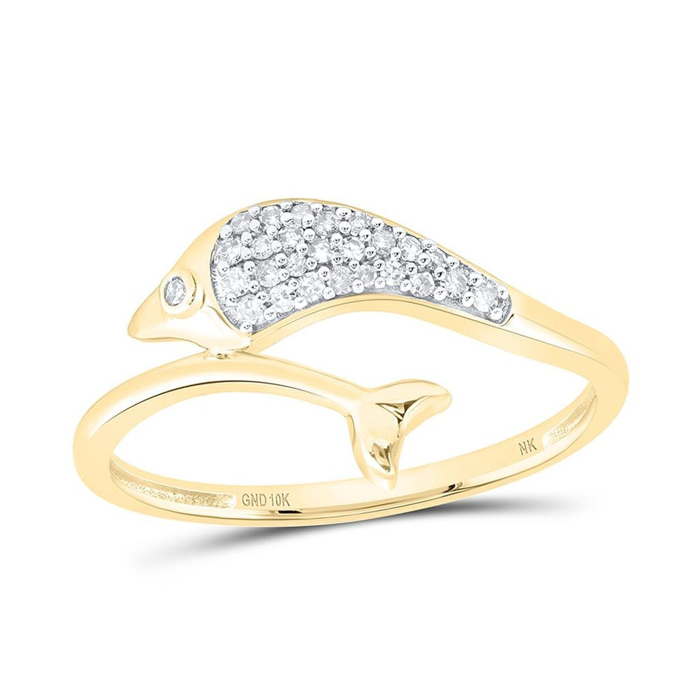10K Yellow Gold Round Diamond Ring - 1/10 Carat Total Diamond Weight
