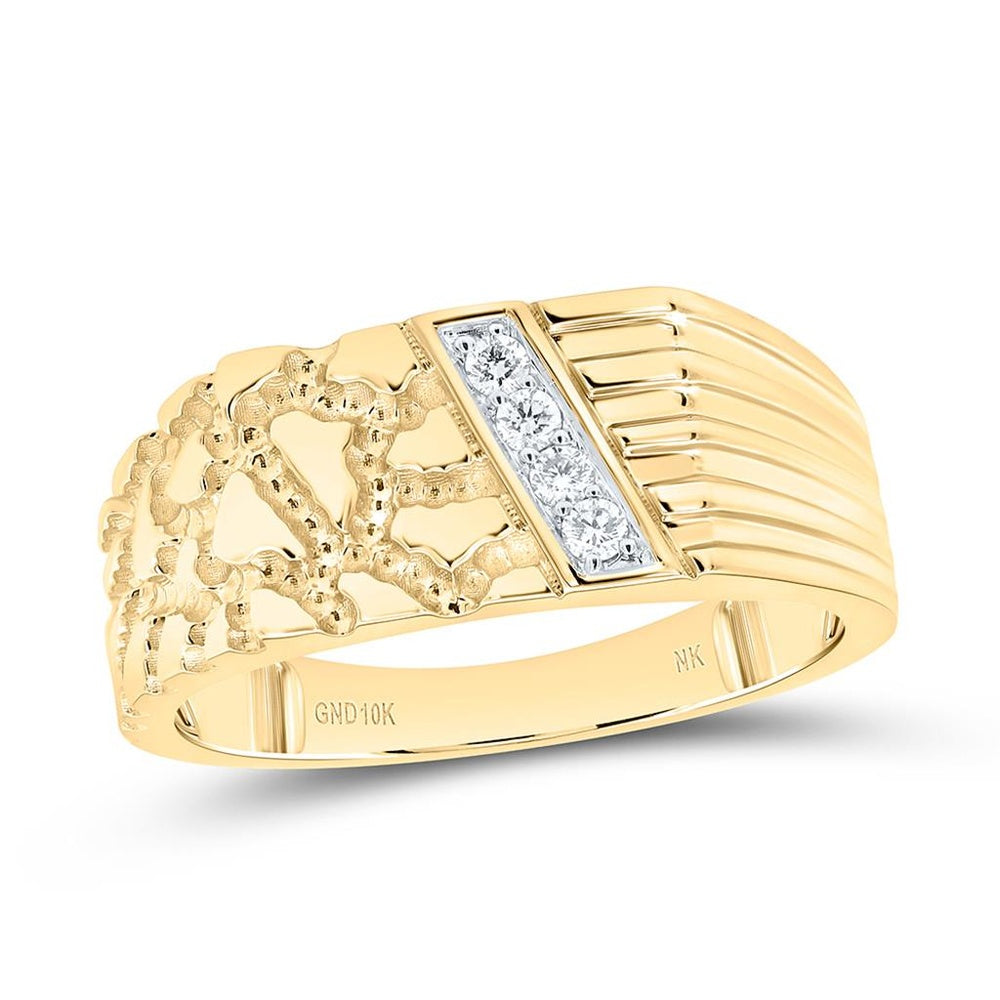 10K Yellow Gold Round Diamond Ring - 1/10 Carat Total Diamond Weight