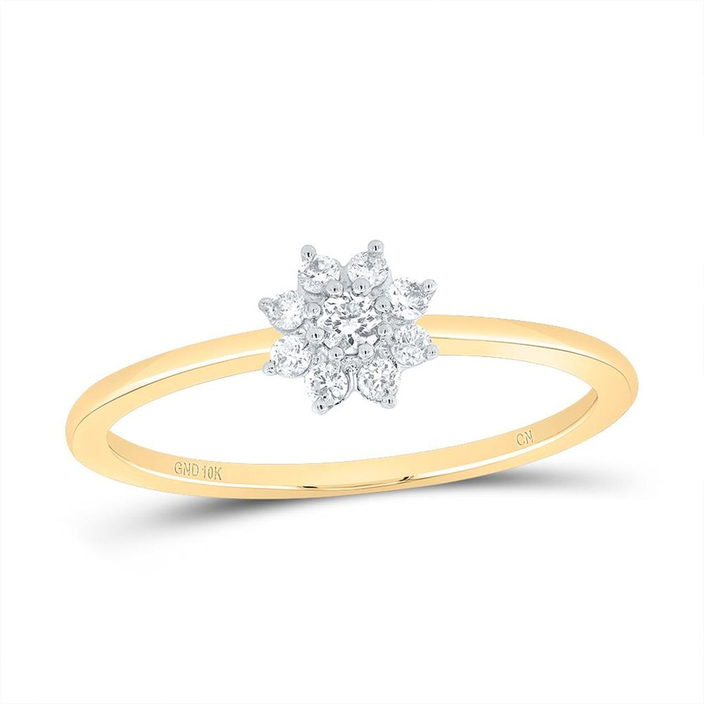 10K Yellow Gold Round Diamond Ring - 1/10 Carat Total Diamond Weight