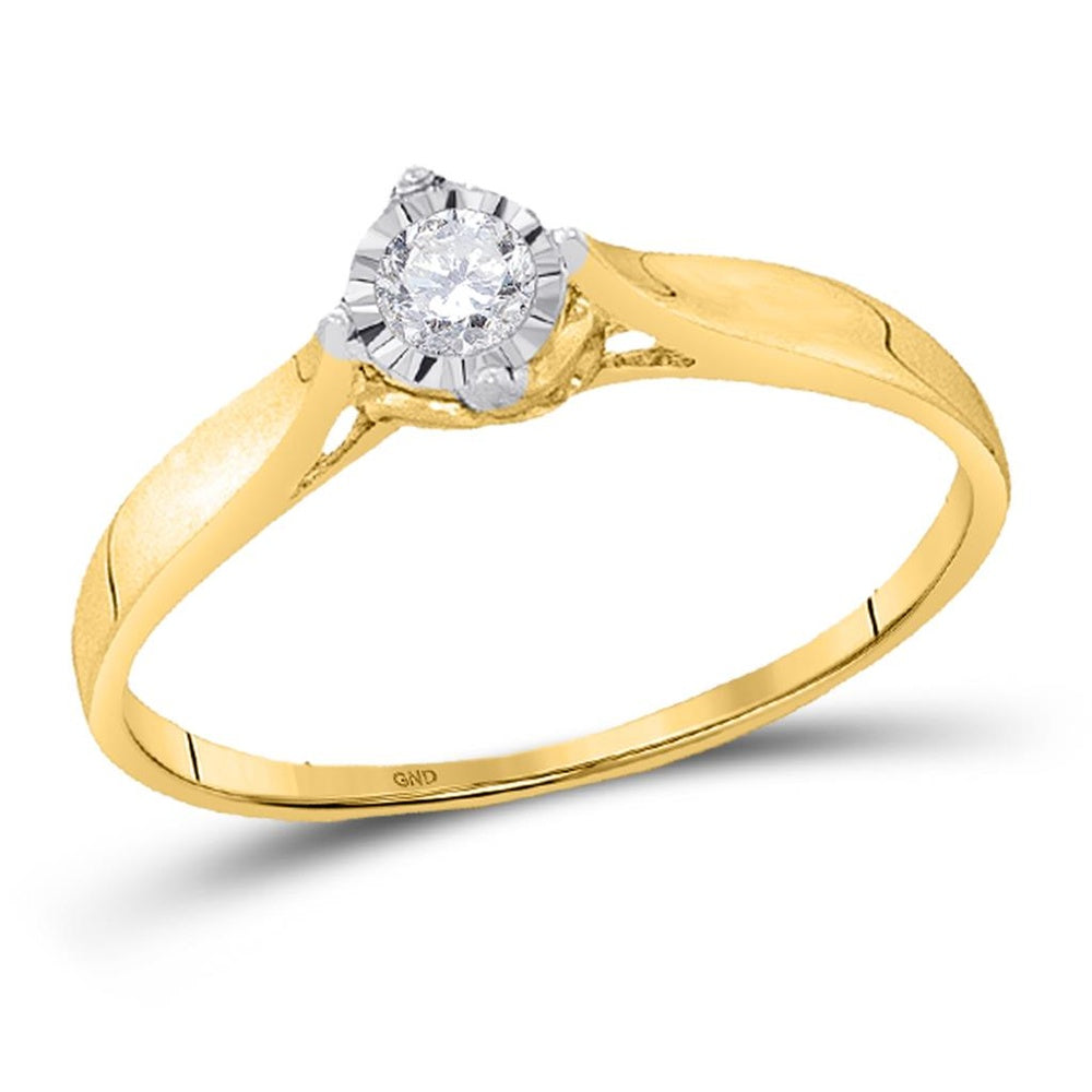 10K Yellow Gold Round Diamond Ring - 1/12 Carat Total Diamond Weight