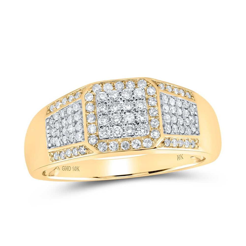 10K Yellow Gold Round Diamond Ring - 1/2 Carat Total Diamond Weight