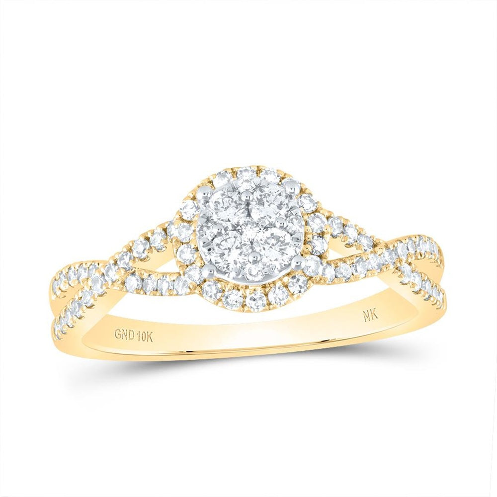 10K Yellow Gold Round Diamond Ring - 1/2 Carat Total Diamond Weight