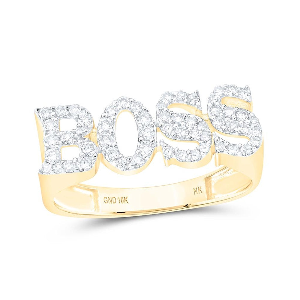 10K Yellow Gold Round Diamond Ring - 1/2 Carat Total Diamond Weight