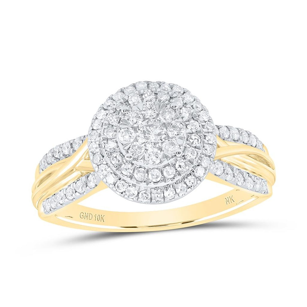 10K Yellow Gold Round Diamond Ring - 1/2 Carat Total Diamond Weight
