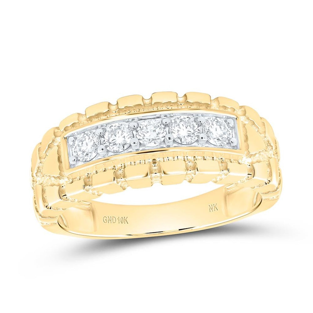 10K Yellow Gold Round Diamond Ring - 1/2 Carat Total Diamond Weight