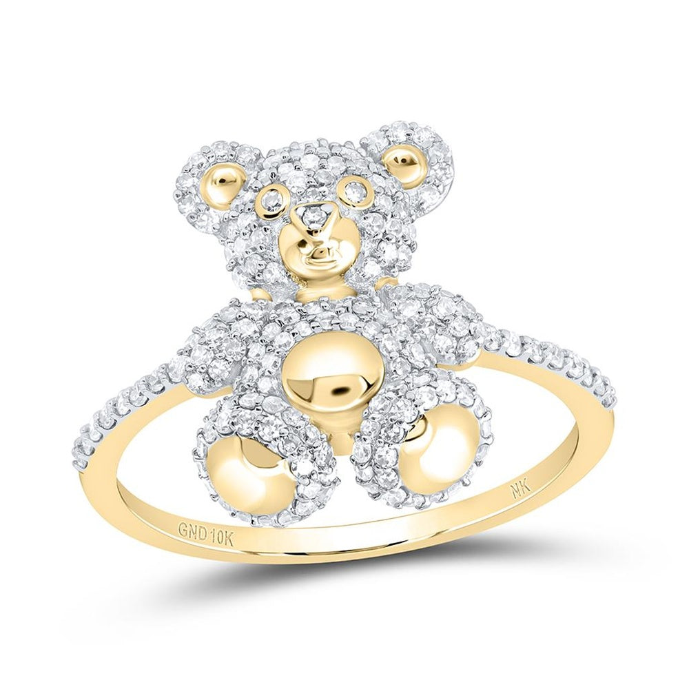 10K Yellow Gold Round Diamond Ring - 1/2 Carat Total Diamond Weight