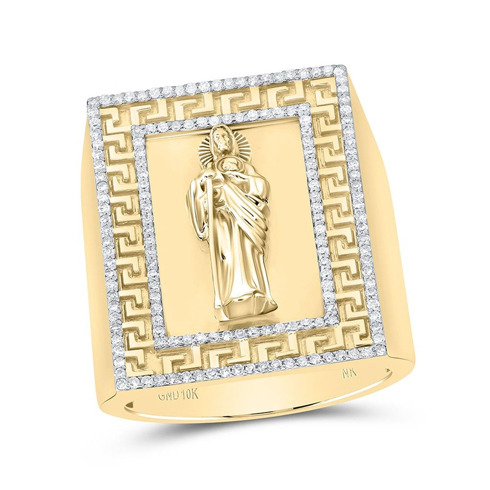 10K Yellow Gold Round Diamond Ring - 1/2 Carat Total Diamond Weight