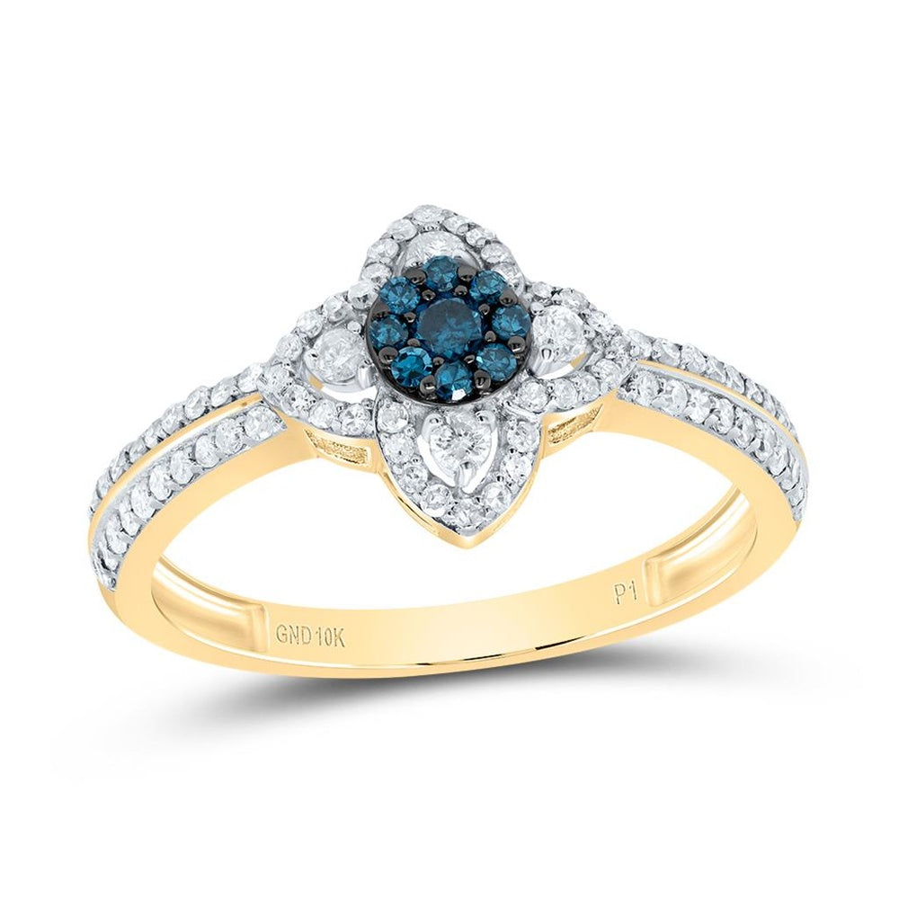 10K Yellow Gold Round Diamond Ring - 1/2 Carat Total Diamond Weight