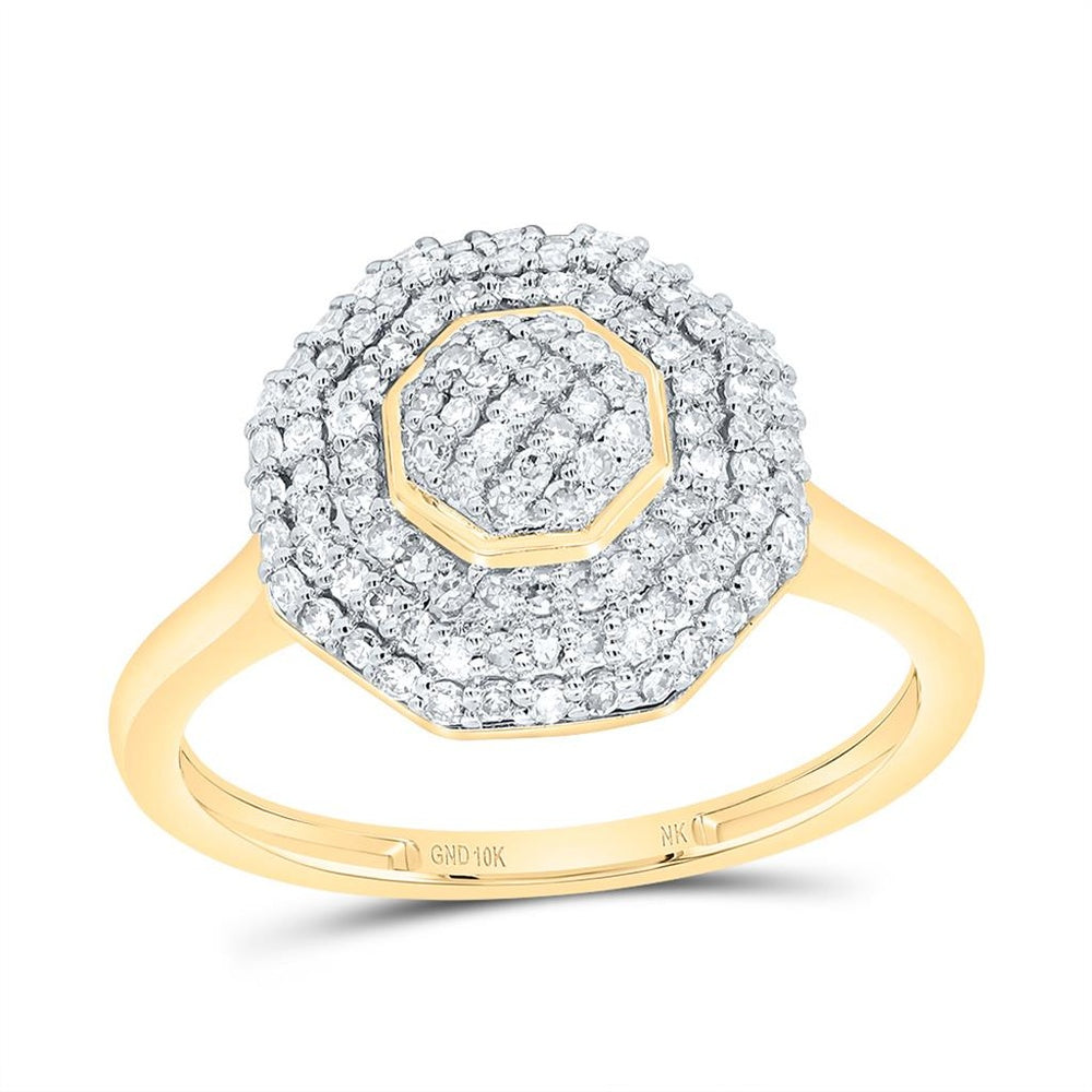 10K Yellow Gold Round Diamond Ring - 1/2 Carat Total Diamond Weight