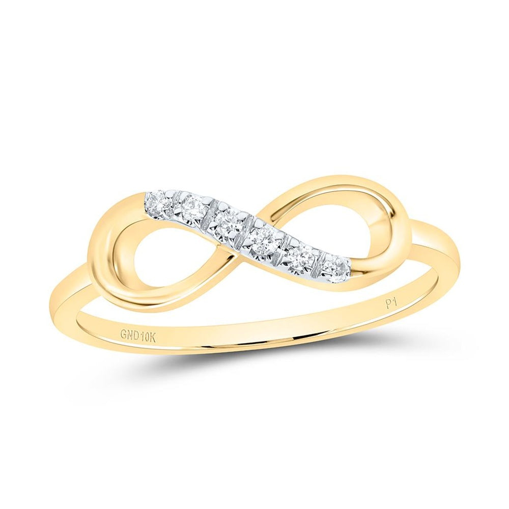10K Yellow Gold Round Diamond Ring - 1/20 Carat Total Diamond Weight