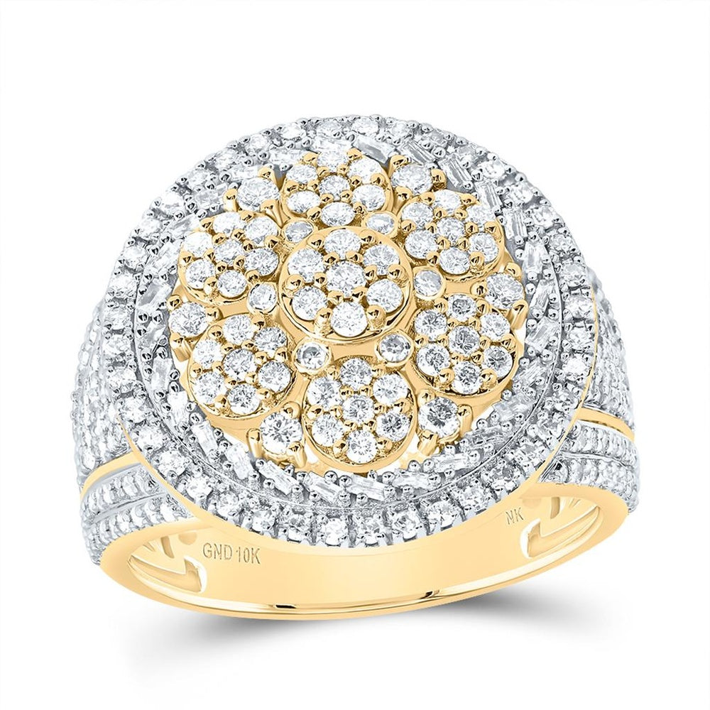 10K Yellow Gold Round Diamond Ring - 1 3/4 Carat Total Diamond Weight