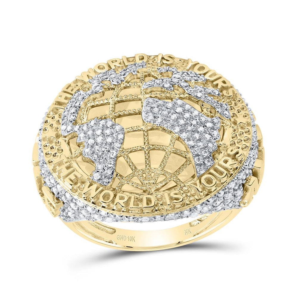 10K Yellow Gold Round Diamond Ring - 1 3/8 Carat Total Diamond Weight