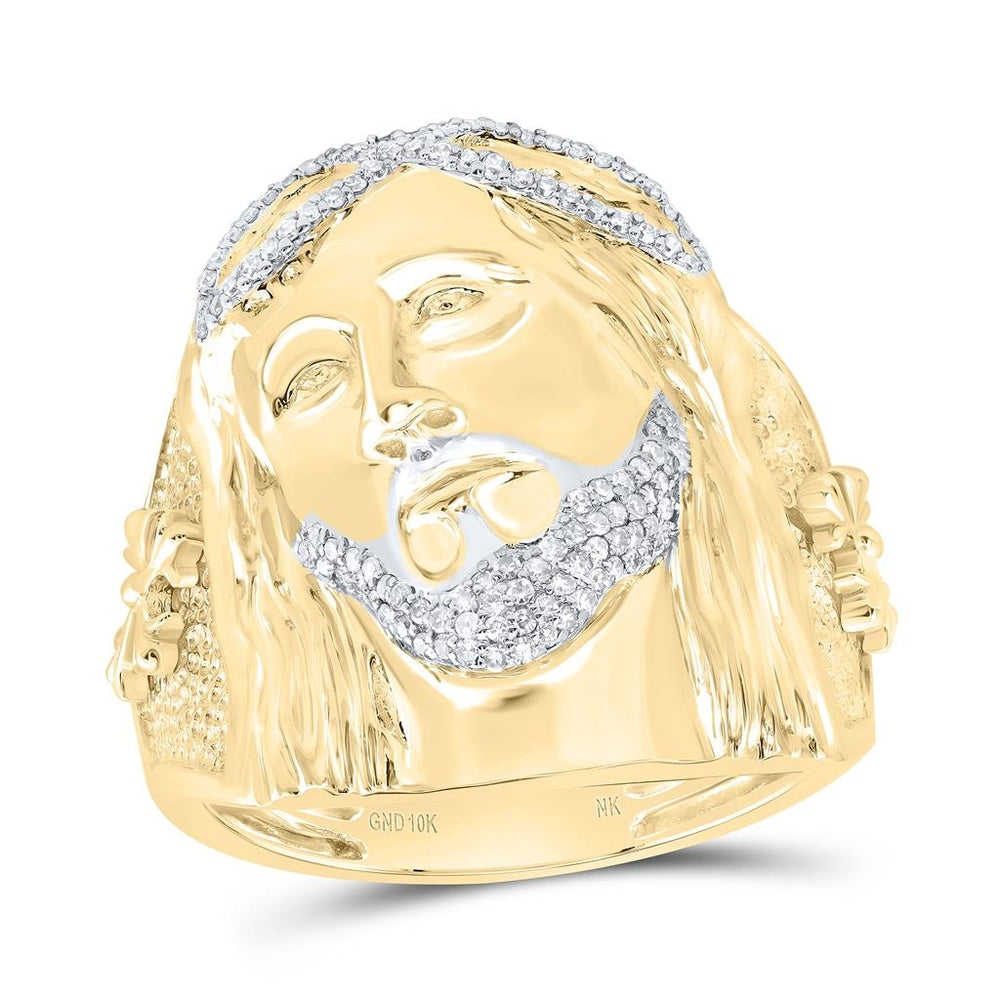 10K Yellow Gold Round Diamond Ring - 1/3 Carat Total Diamond Weight