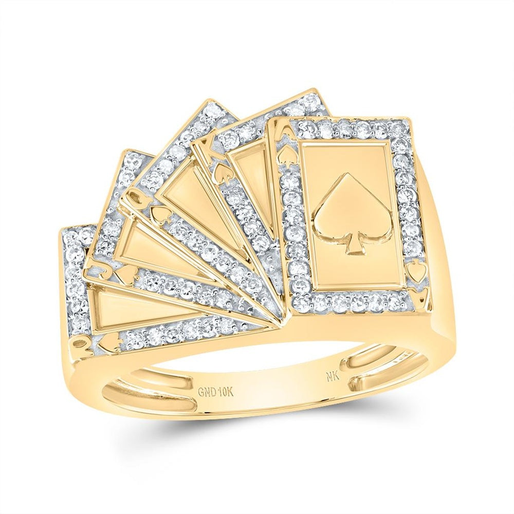 10K Yellow Gold Round Diamond Ring - 1/3 Carat Total Diamond Weight