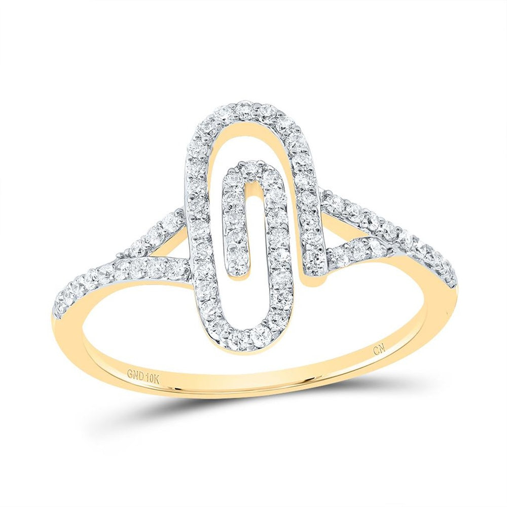 10K Yellow Gold Round Diamond Ring - 1/3 Carat Total Diamond Weight