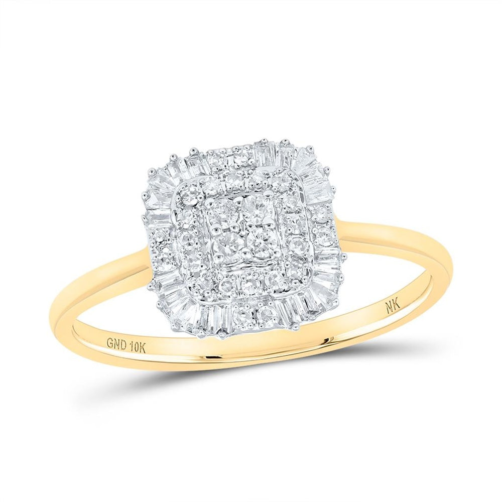 10K Yellow Gold Round Diamond Ring - 1/4 Carat Total Diamond Weight