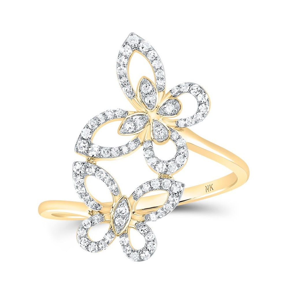 10K Yellow Gold Round Diamond Ring - 1/4 Carat Total Diamond Weight