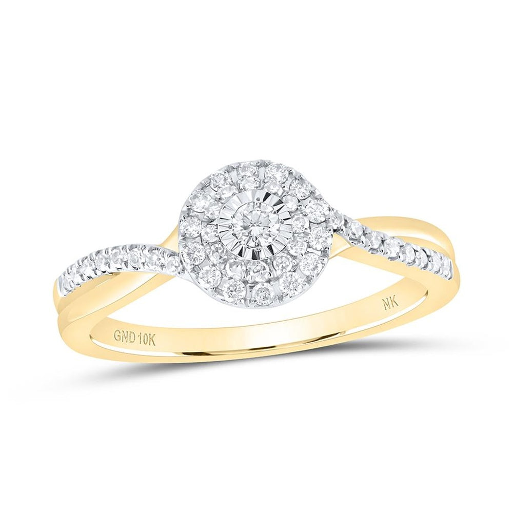 10K Yellow Gold Round Diamond Ring - 1/4 Carat Total Diamond Weight
