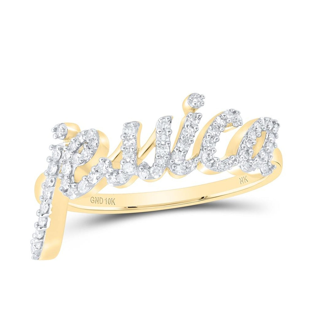 10K Yellow Gold Round Diamond Ring - 1/4 Carat Total Diamond Weight