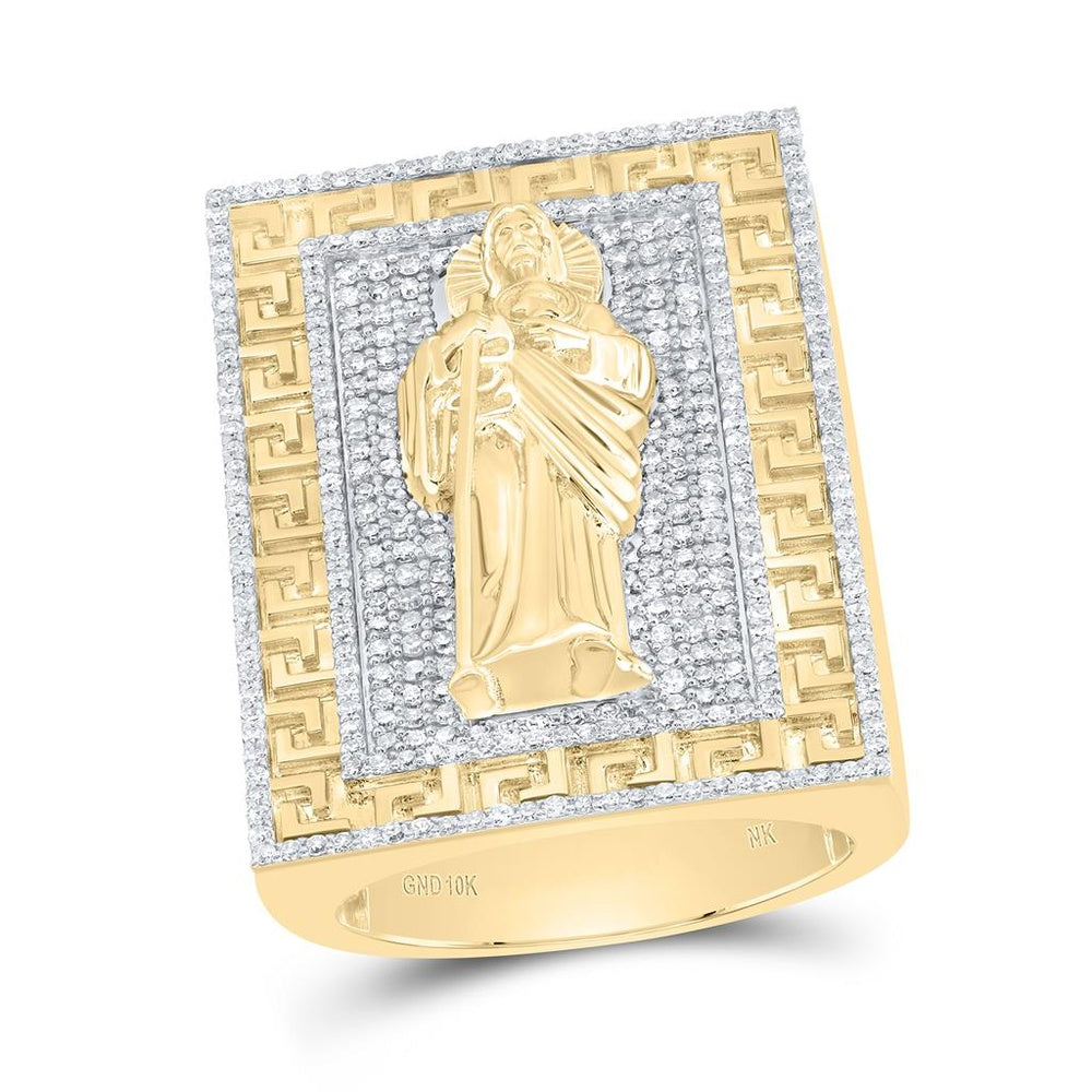10K Yellow Gold Round Diamond Ring - 1 5/8 Carat Total Diamond Weight