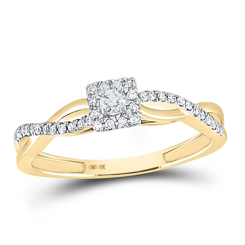 10K Yellow Gold Round Diamond Ring - 1/5 Carat Total Diamond Weight