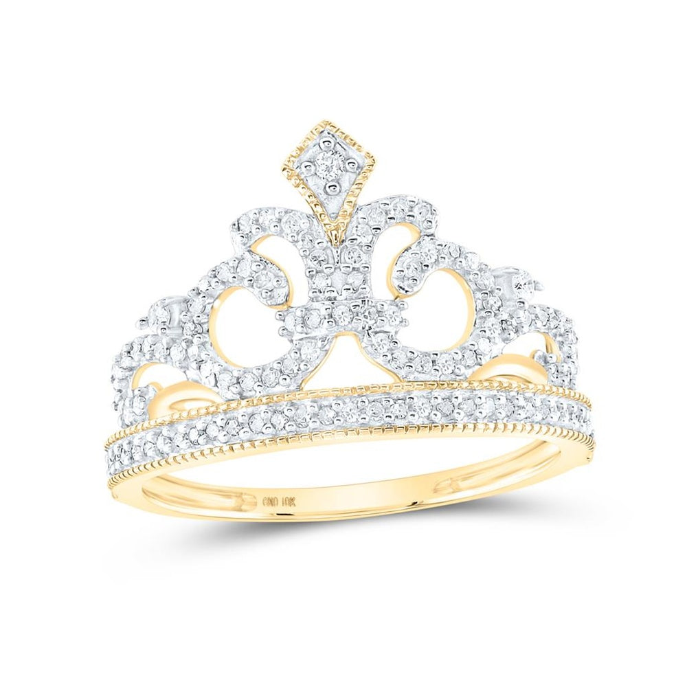 10K Yellow Gold Round Diamond Ring - 1/5 Carat Total Diamond Weight