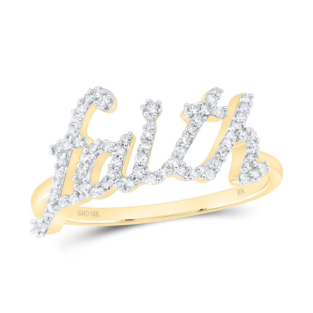 10K Yellow Gold Round Diamond Ring - 1/5 Carat Total Diamond Weight