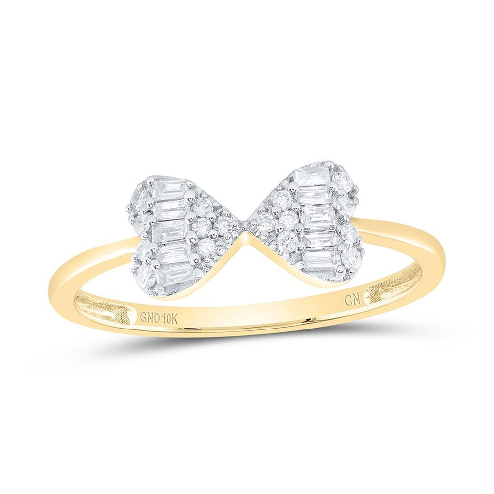 10K Yellow Gold Round Diamond Ring - 1/5 Carat Total Diamond Weight