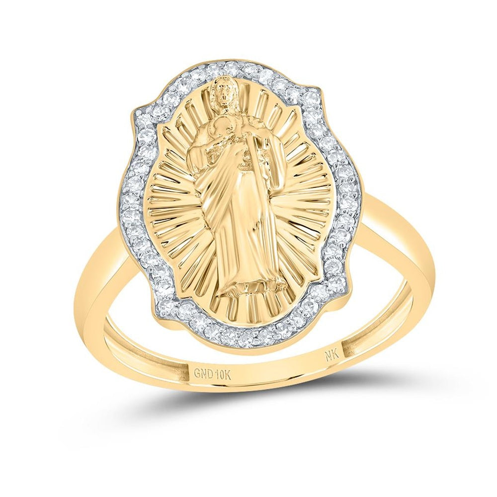10K Yellow Gold Round Diamond Ring - 1/5 Carat Total Diamond Weight