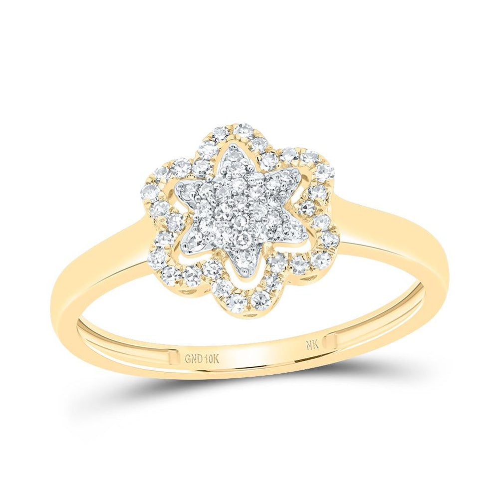 10K Yellow Gold Round Diamond Ring - 1/5 Carat Total Diamond Weight