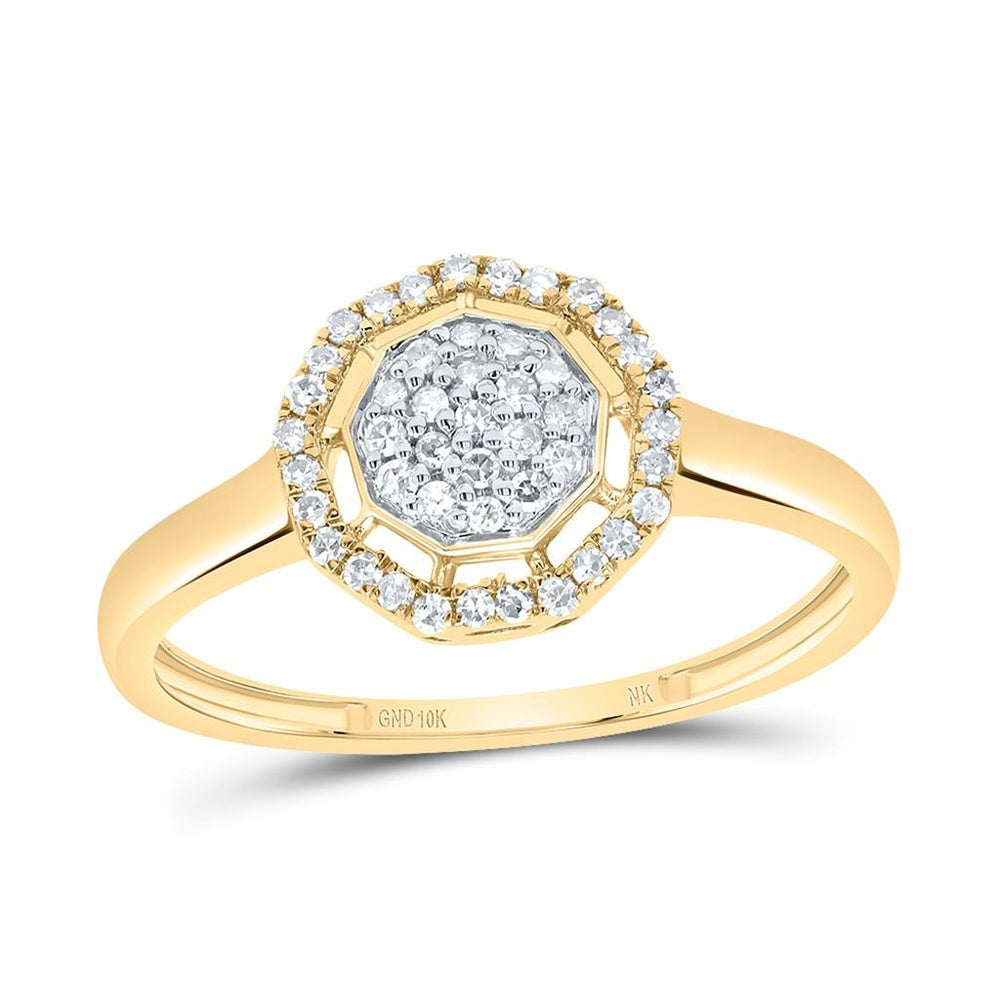 10K Yellow Gold Round Diamond Ring - 1/5 Carat Total Diamond Weight