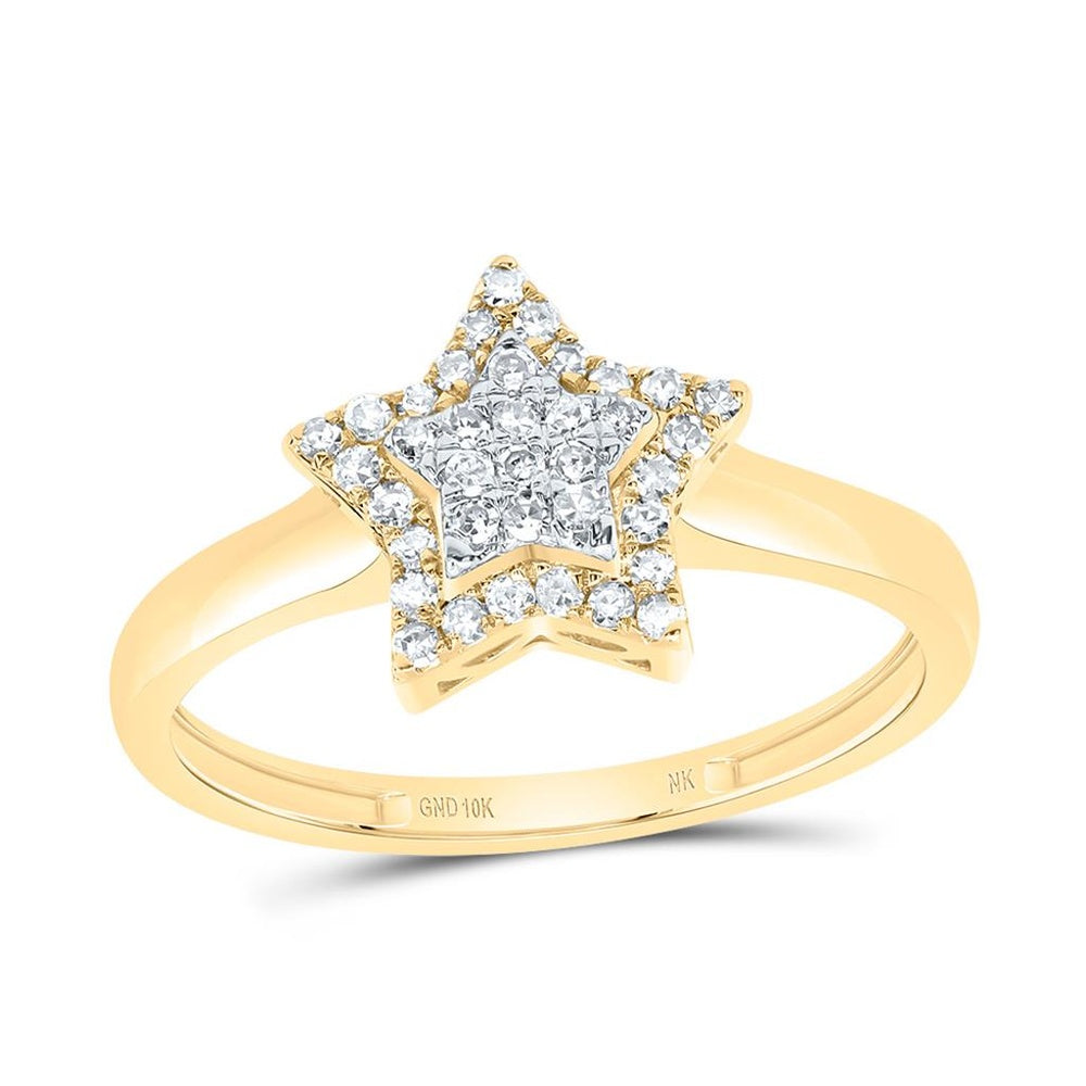 10K Yellow Gold Round Diamond Ring - 1/5 Carat Total Diamond Weight