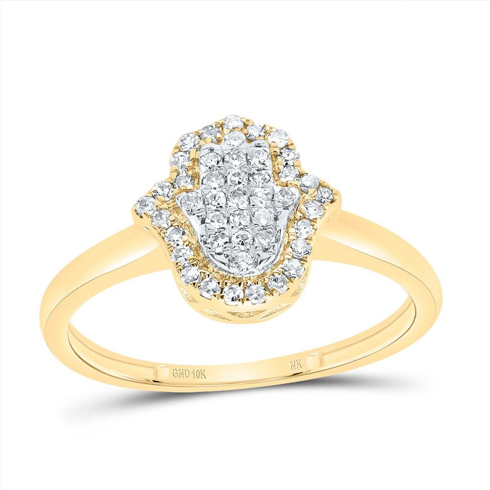 10K Yellow Gold Round Diamond Ring - 1/5 Carat Total Diamond Weight