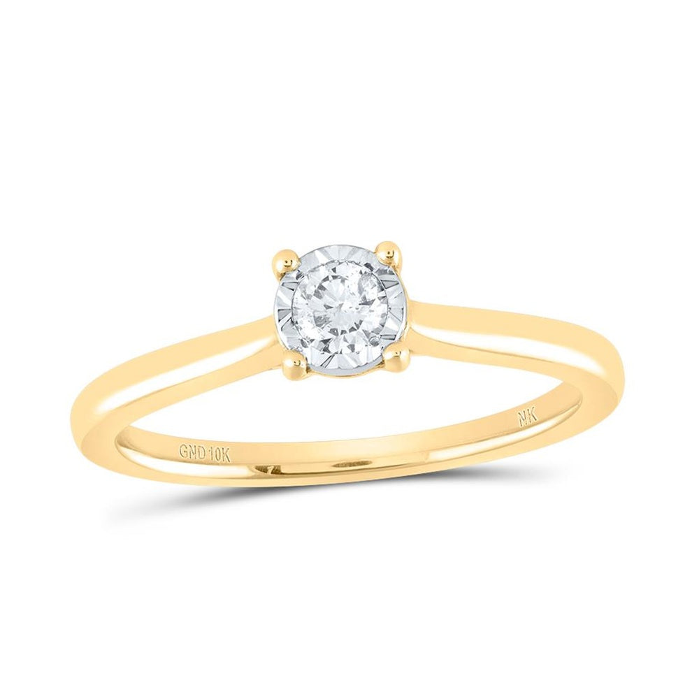 10K Yellow Gold Round Diamond Ring - 1/6 Carat Total Diamond Weight