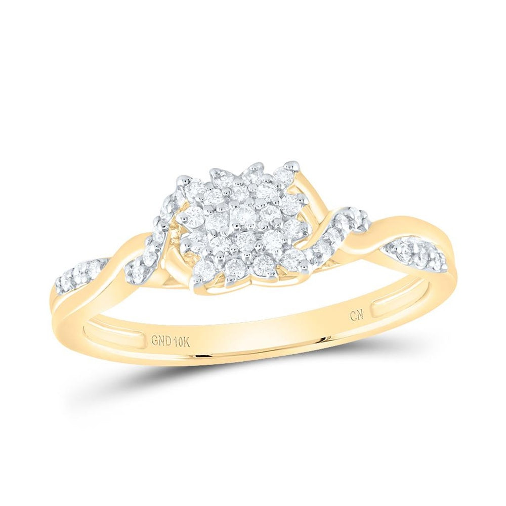 10K Yellow Gold Round Diamond Ring - 1/6 Carat Total Diamond Weight