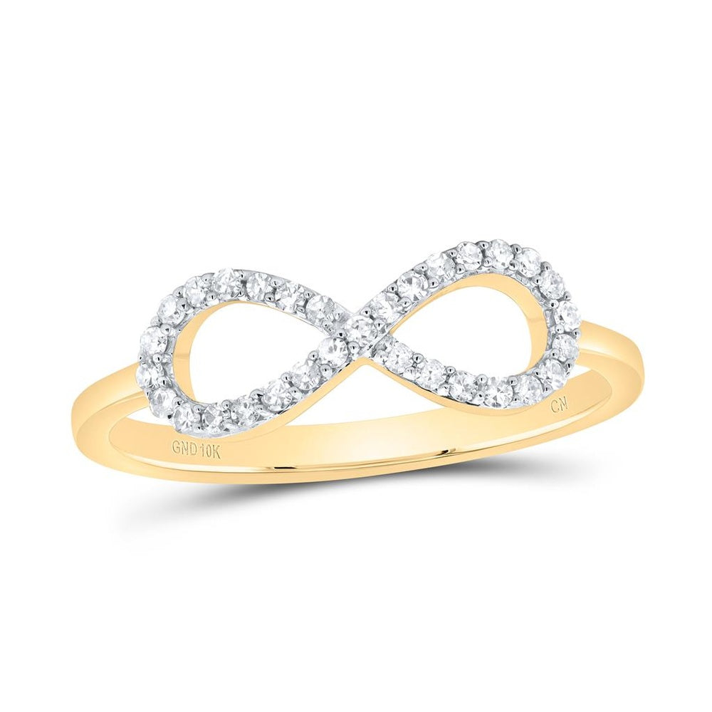10K Yellow Gold Round Diamond Ring - 1/7 Carat Total Diamond Weight