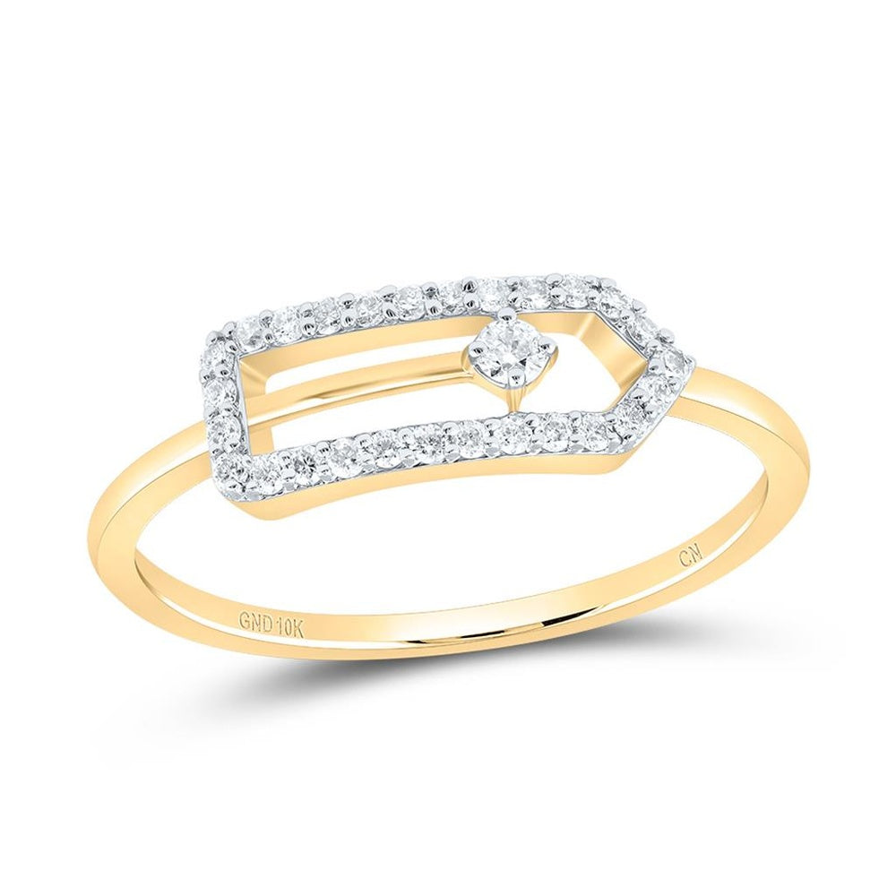 10K Yellow Gold Round Diamond Ring - 1/7 Carat Total Diamond Weight