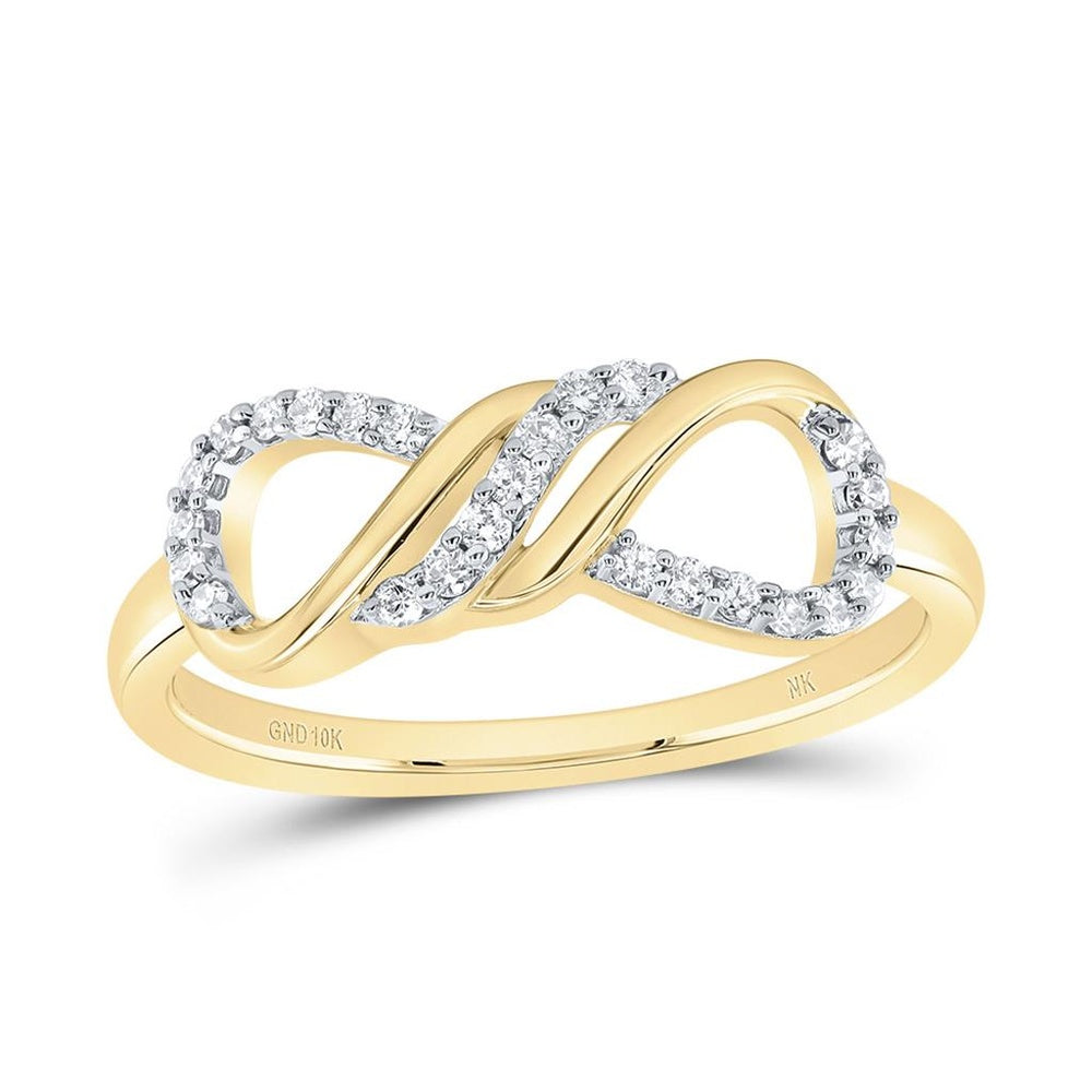 10K Yellow Gold Round Diamond Ring - 1/7 Carat Total Diamond Weight
