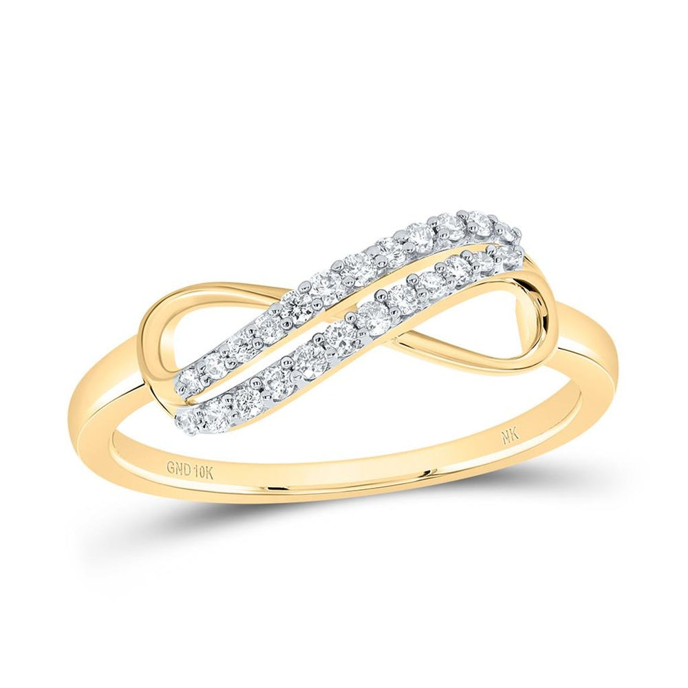 10K Yellow Gold Round Diamond Ring - 1/7 Carat Total Diamond Weight