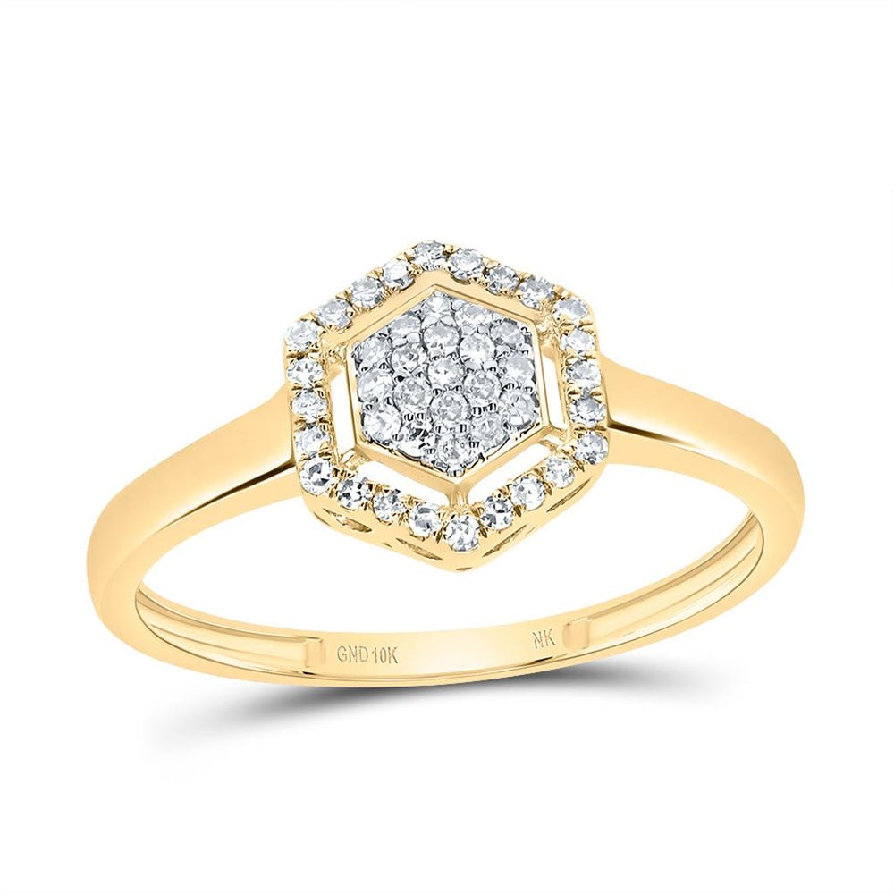 10K Yellow Gold Round Diamond Ring - 1/7 Carat Total Diamond Weight